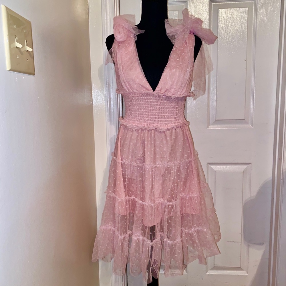LIGHT PINK MESH DRESS